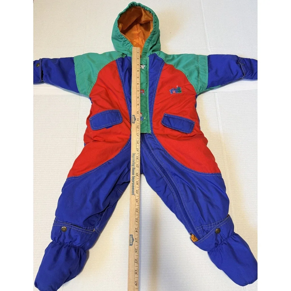CARTERS - VTG Baby Color‎ Block Red Blue Green Snowsuit - 12 mo (no size tag)